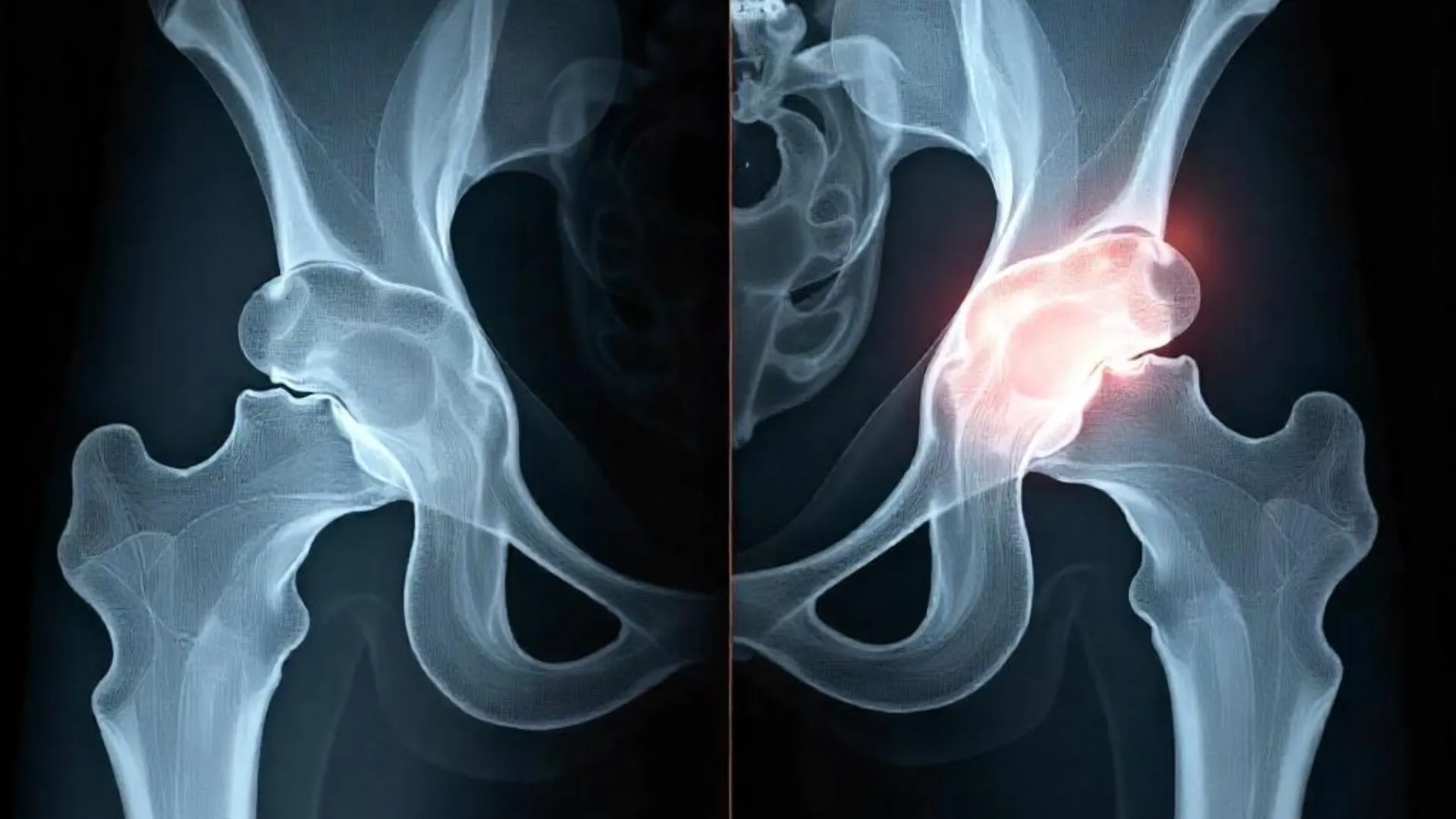 Illustration of avascular necrosis in the hip joint