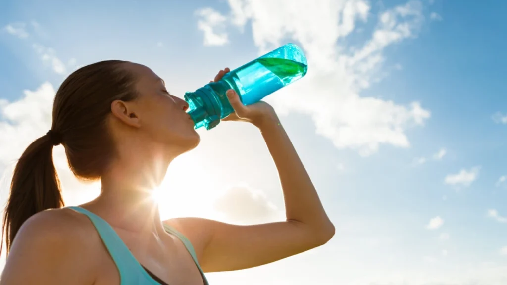 a girl drinking water
