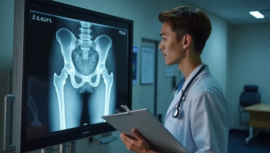 doctor examining the X- ray